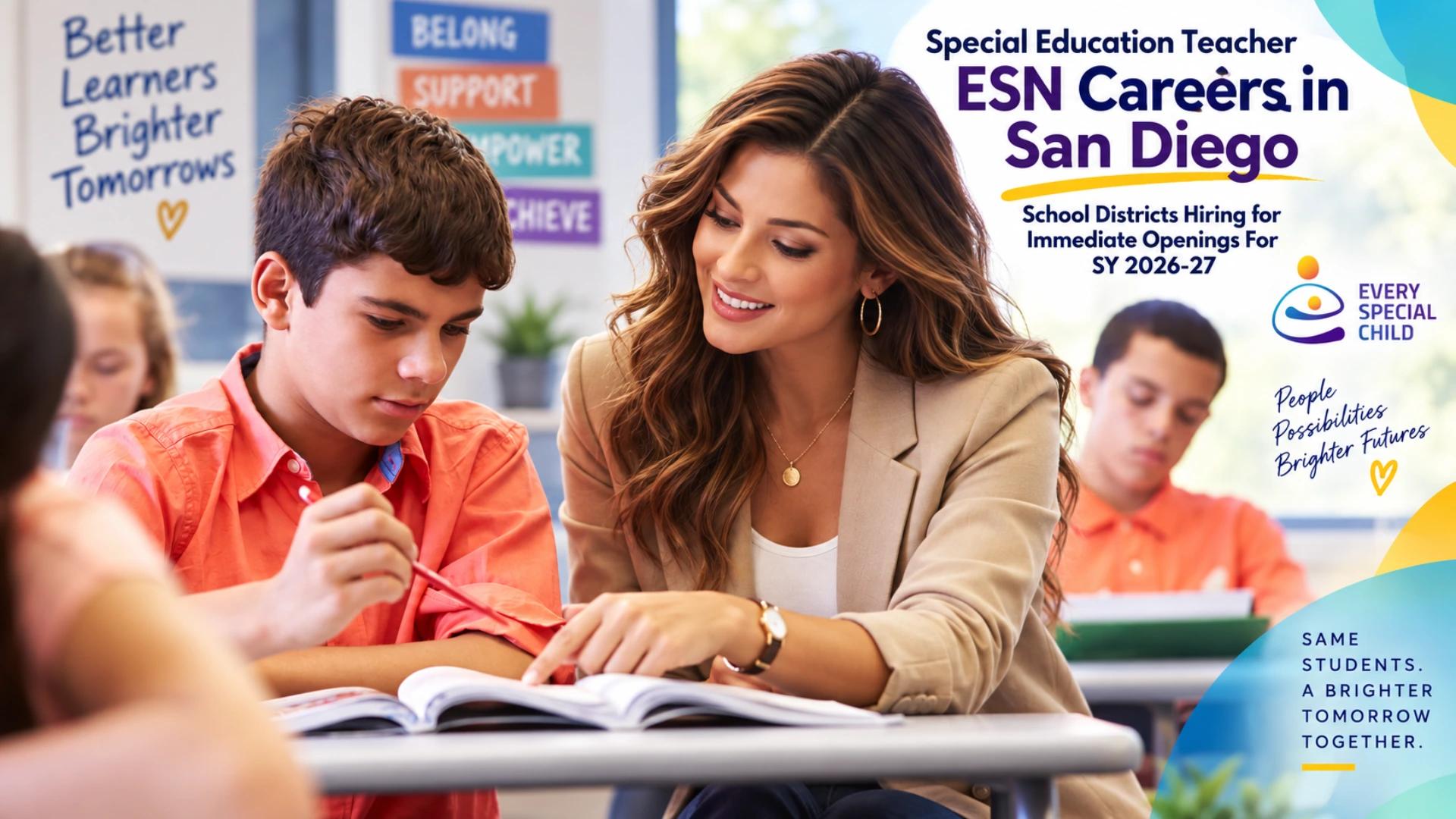Special Education Teacher ESN Careers in San Diego School Districts Hiring for Immediate Openings For SY 2026-27